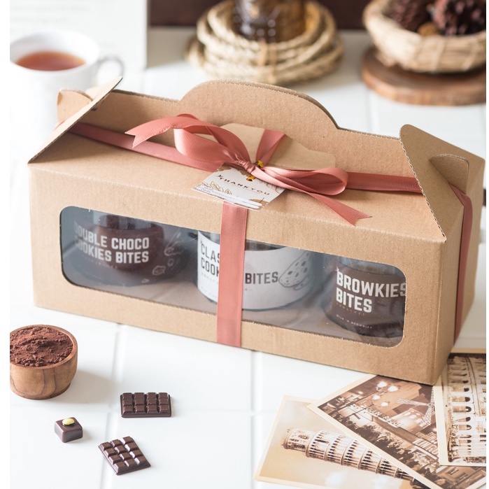 

Hampers isi 2 & 3 Mini Classic Cookies Bite, Double Choco Cookies Bite & Browkies Bites | Giftbox Gift Hadiah Souvenir