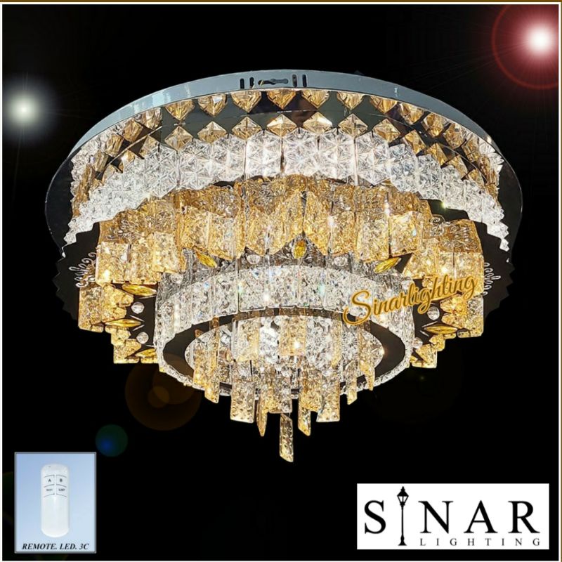 Lampu hias plafon kristal LED Remote 8501/60