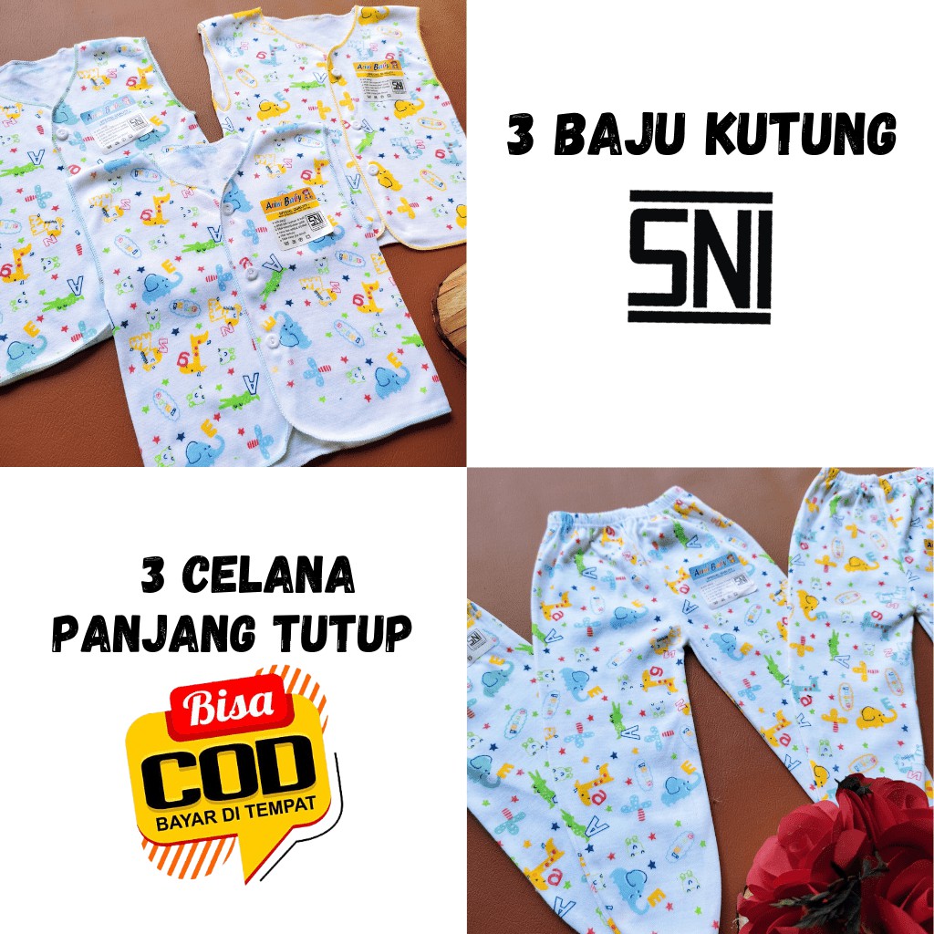 PROMO....!!! 6 PCS Baju Bayi kutung dan Celana Panjang Kaki Tertutup Bayi Baru Lahir Special Quality SNI