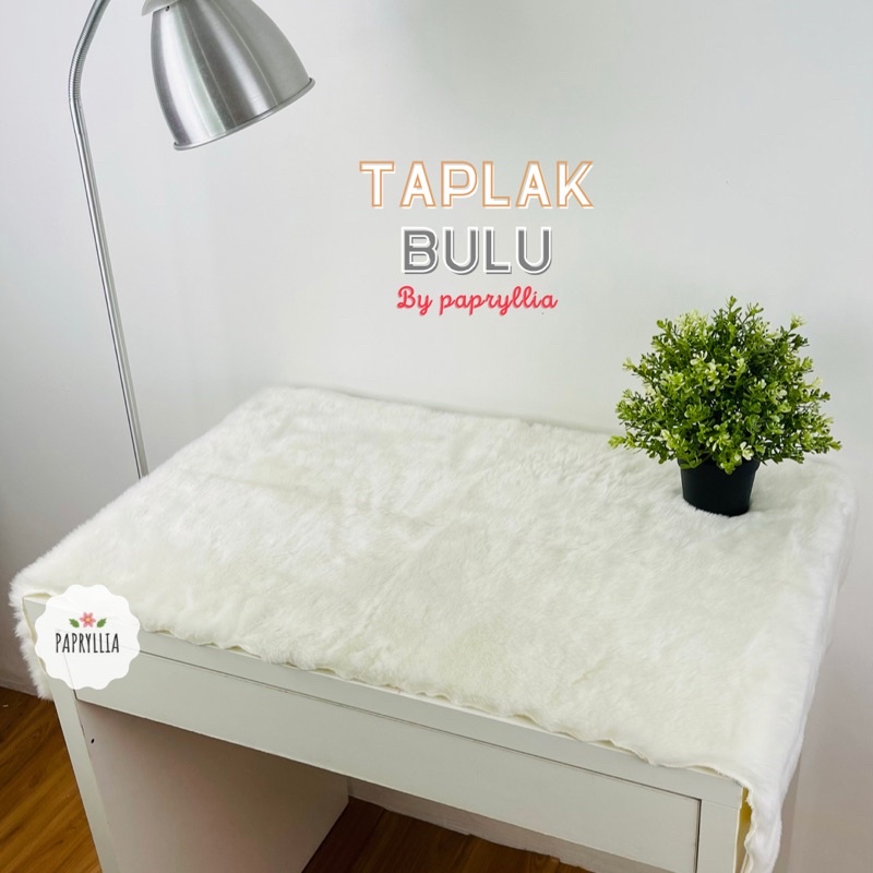 Taplak Meja Aesthetic Taplak Meja Ruang Tamu Bulu Tebal Taplak Meja Rias ( Putih Tebal )