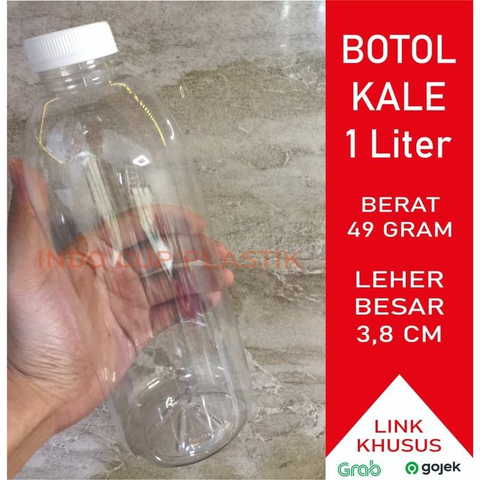 Botol Kale 1 Liter / Botol Plastik 1 Liter Kale Tebal (49gr) - Putih, PACKING PLASTIK