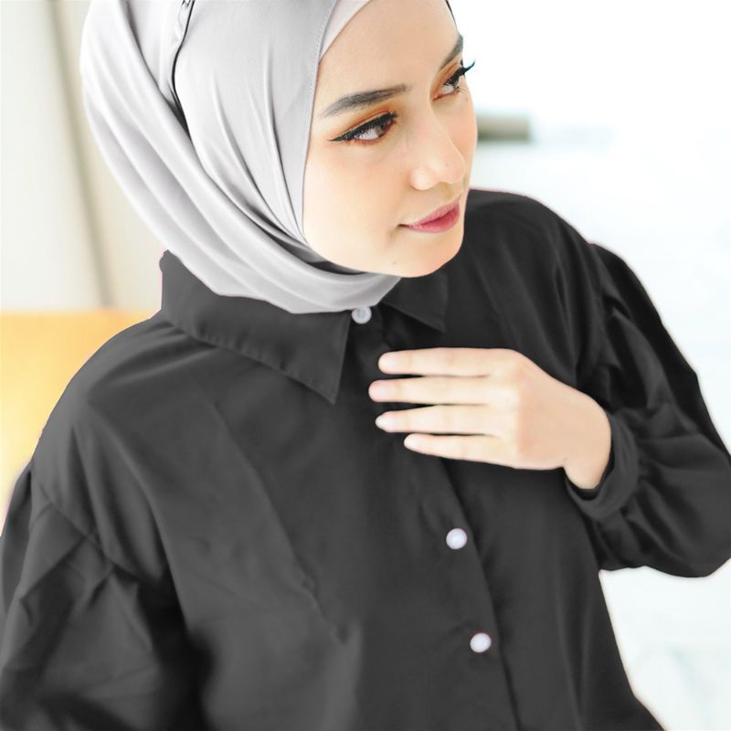 AUDRY RUFI BASIC SHIRT RUFFLE / KEMEJA BASIC TOP / KEMEJA BALON PUTIH / KEMEJA AUDRY | ALDA PUFFY