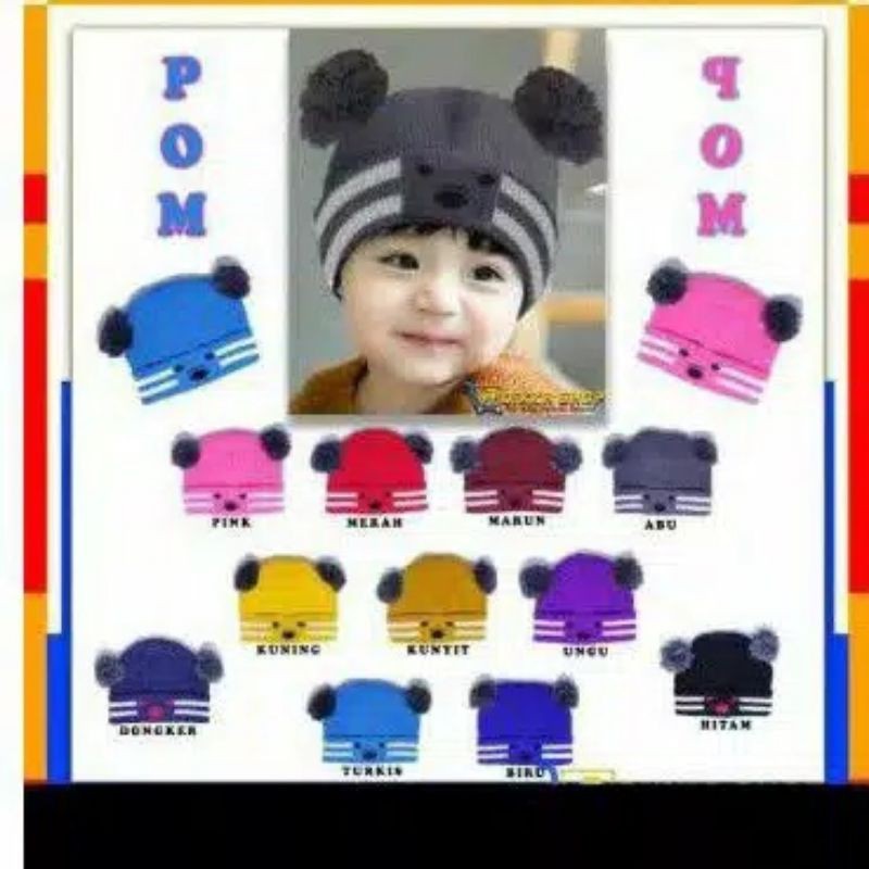 Kupluk Pompom Koala Topi Bayi Karakter Anak