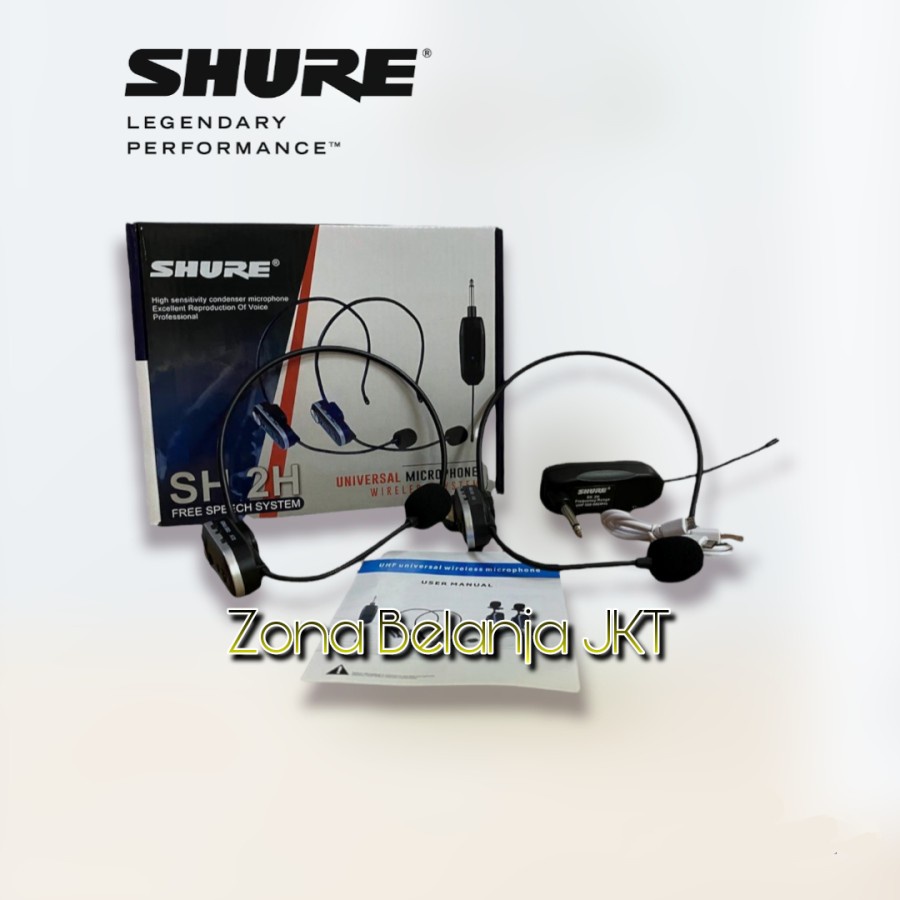 Microphone - Mic Wireless Headset Bando SHURE 2H Ceramah Presentasi Microphone Headset Wireless 2 Channel