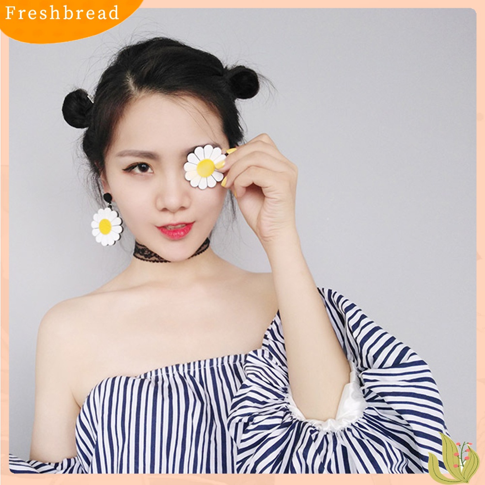 Fresh| Anting Tusuk Gantung Wanita Bahan Akrilik Desain Bunga Aster Besar Untuk Pesta