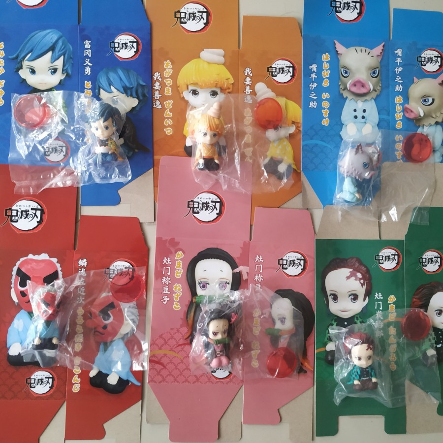 6 pcs/set Kimetsu No Yaiba Chibi Anime Demon Slayer Tanjiro Nezuko