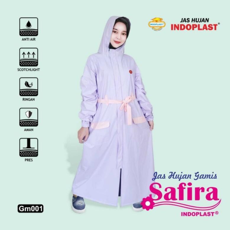 [FREE TAS] JAS HUJAN GAMIS WANITA MANTEL WANITA TERUSAN INDOPLAST TYPE SAFIRA