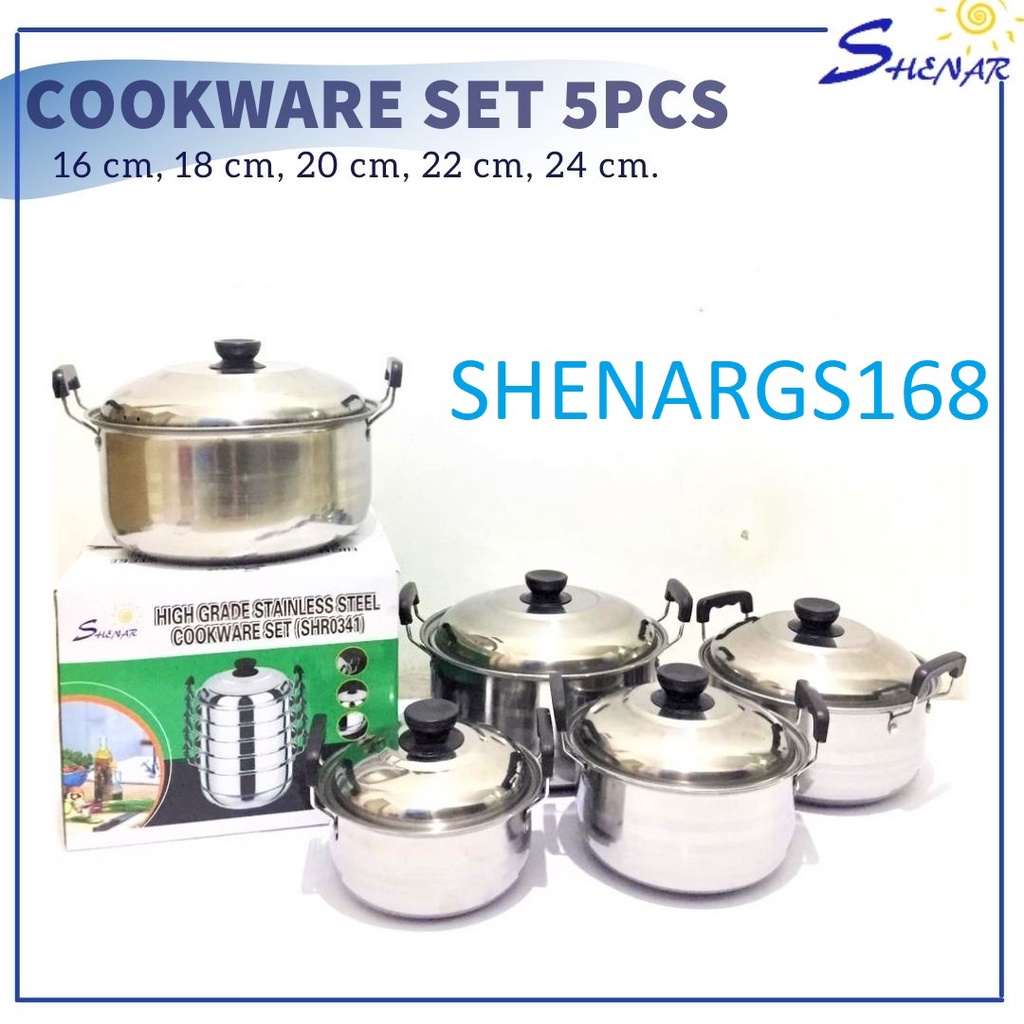 TERBARU-STAINLESS STEEL COOKWARE 5SET - PANCI 5SET - PANCI SET - PANCI 5 PCS-SHENAR