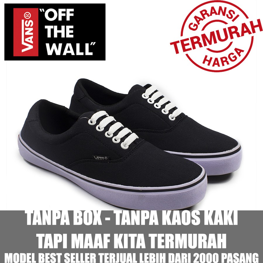 CUCI GUDANG !!! Sepatu Sneakers Pria Vans Era Authentic Hitam Casual Kets Sekolah TANPA BOX GROSIR