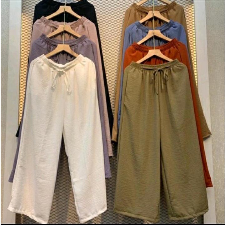 Celana kulot crinkle bahan crinkle airflow premium / celana kulot CRINKLE wanita loose cullote pants homewear / celana wanita celana panjang wanita terbaru 2022 celana kulot koran style terbaru kulot jumbo kulot wanita terbaru