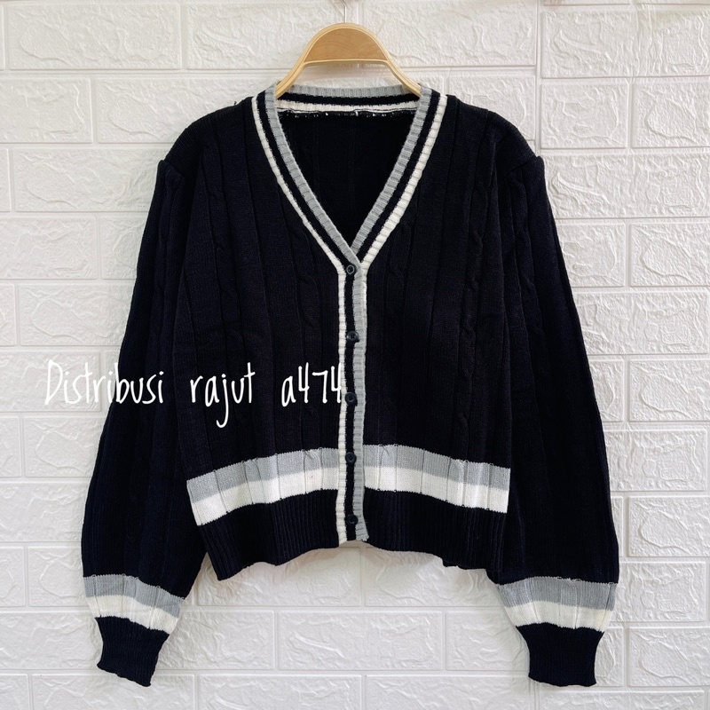 CARDIGAN   RAJUT SYAKIRA MOTIF CABLE AND KANCING PREMIUM