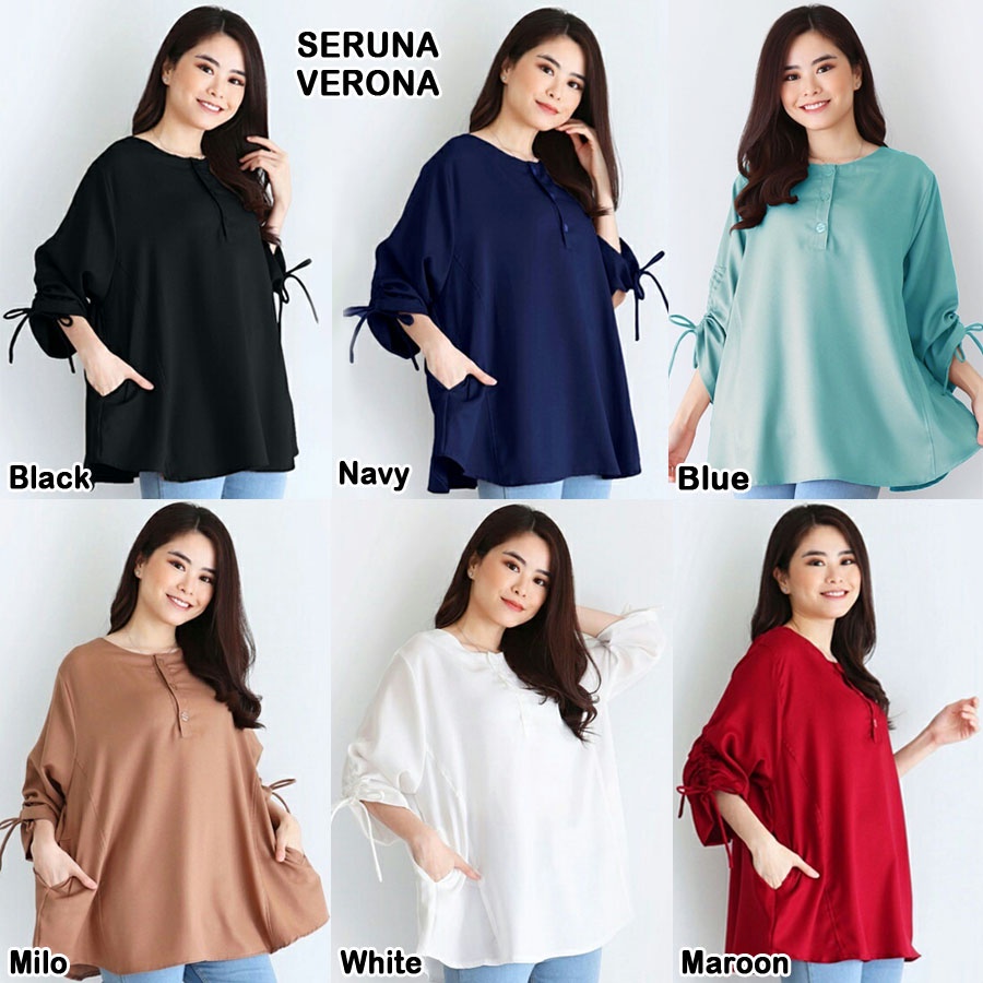 COD) BLOUSE JUMBO WANITA LD 120 / LD 130 140  BAJU ATASAN BIG SIZE LENGAN PANJANG BLUS KOREAN STYLE 