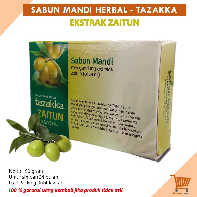 Zaitun Ekstrak Sabun Mandi Herbal Olive Oil Batang Pelembab Kulit Kering Herbal Tazakka 90 gr Body Wash