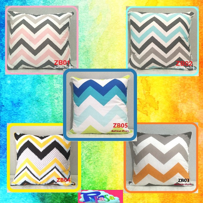 RAFASA SARUNG BANTAL SOFA / KURSI UKURAN 40 50 60 70 - KATUN PREMIUM MOTIF ZIGZAG BESAR (ZGB01)