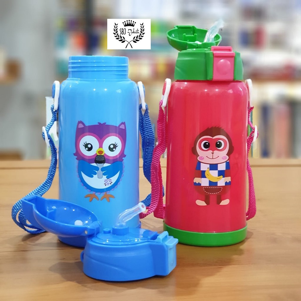 Animal Series III Botol air minum PLASTIK anak BPA Free 500 ml dengan Tali Selempang