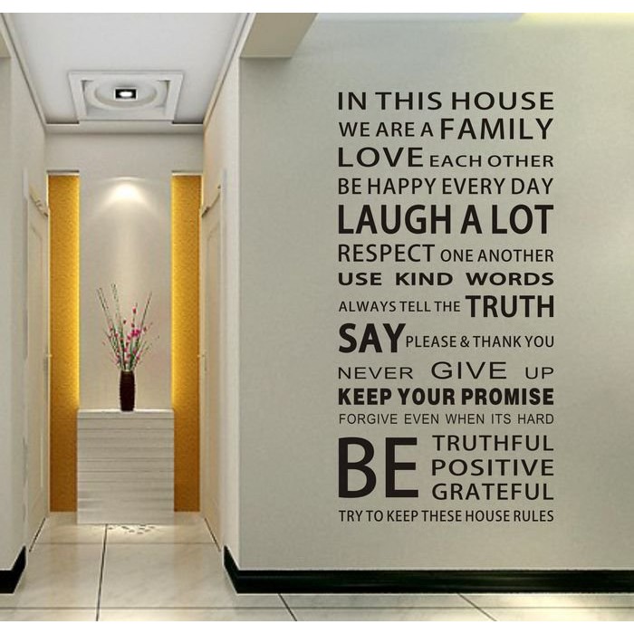 RELIZA WALLSTICKER QUOTES IN THIS HOUSE WE ARE FAMILY HITAM STIKER DINDING