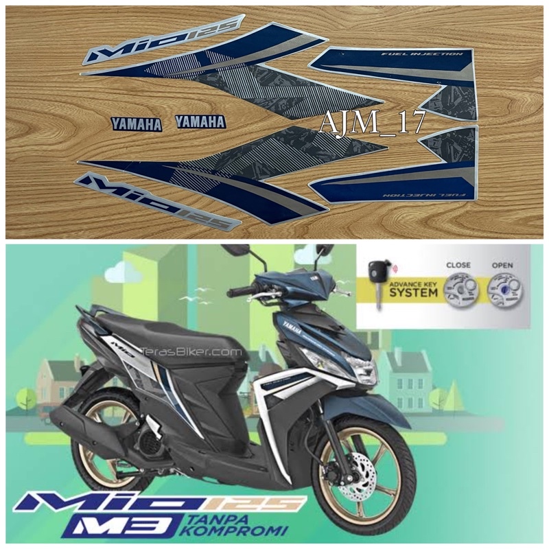 STIKER STRIPING MIO M3 2018 SILVER BIRU