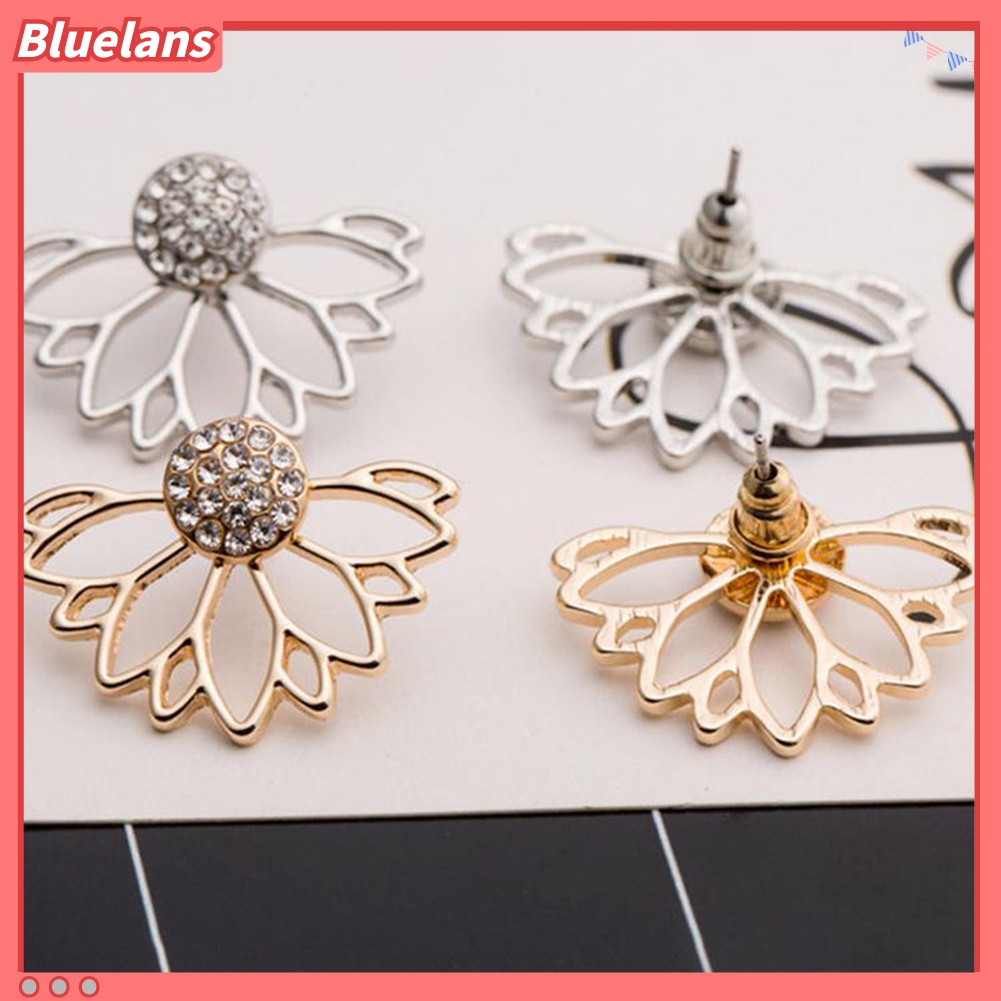 Anting Stud Berlian Imitasi Model Hollow Out Untuk Wanita