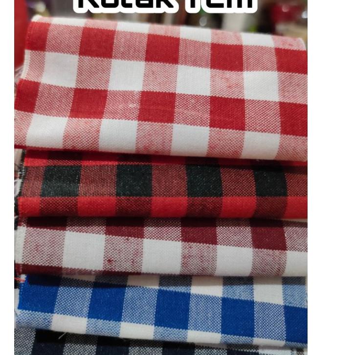 [KODE JJBOV] bahan kain kotak catur 1cm meteran YARD gulungan merah biru maroon disco
