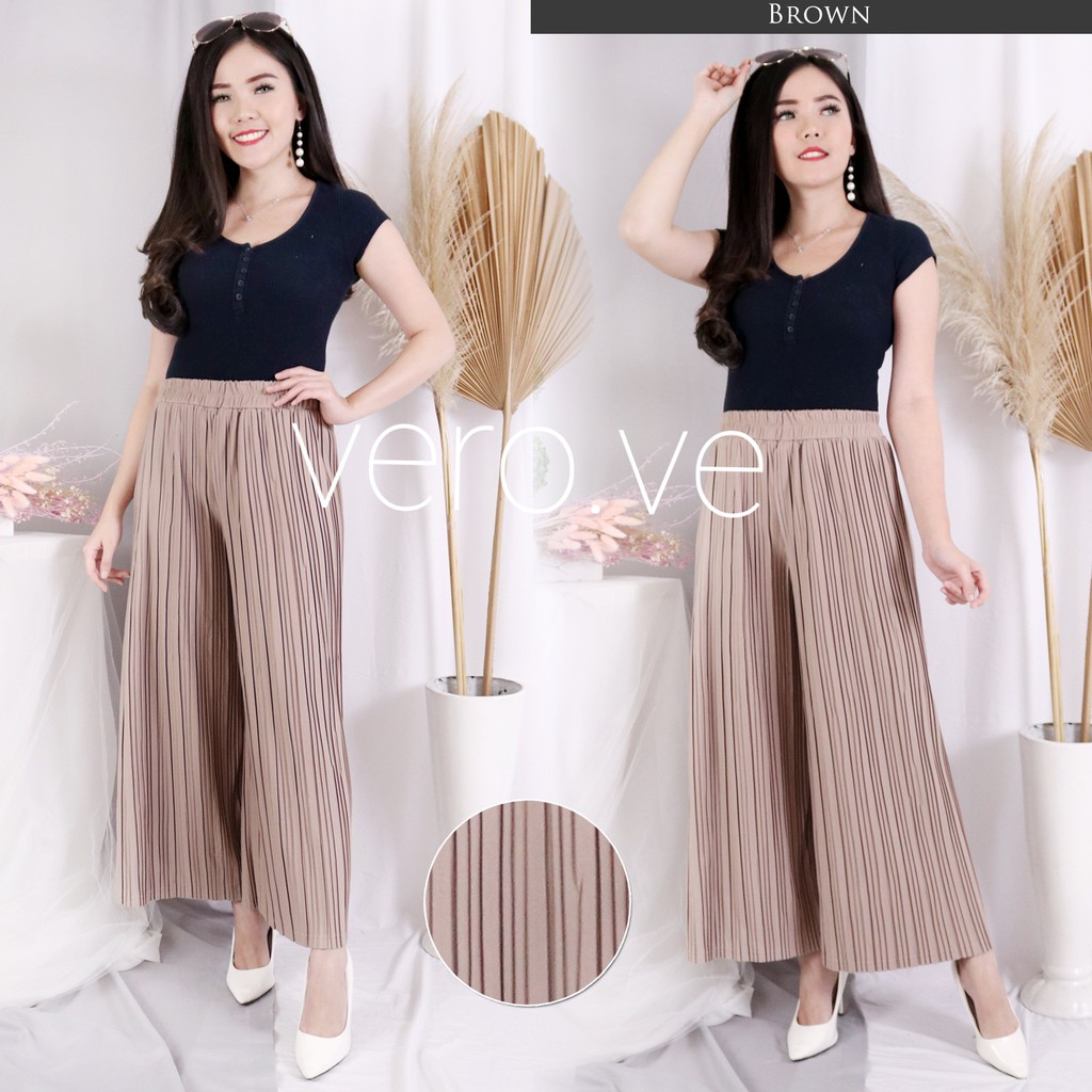 Celana Kulot Plisket panjang Bawahan Celana panjang Celana kulot Longgar/Lurus Hyget Terbaru Termurah Terlaris