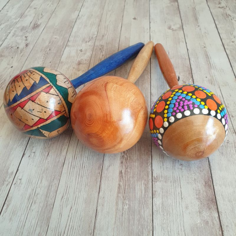 Alat Musik Anak Marakas Stik Bola Jumbo Egg Shaker Bahan Kayu Icik Icik