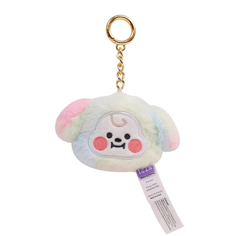 &lt; In Stock &gt; KPOP BTS BT21 Gantungan Kunci Gradien Lucu Mewah Lembut Mainan Boneka Keychain Tas Liontin