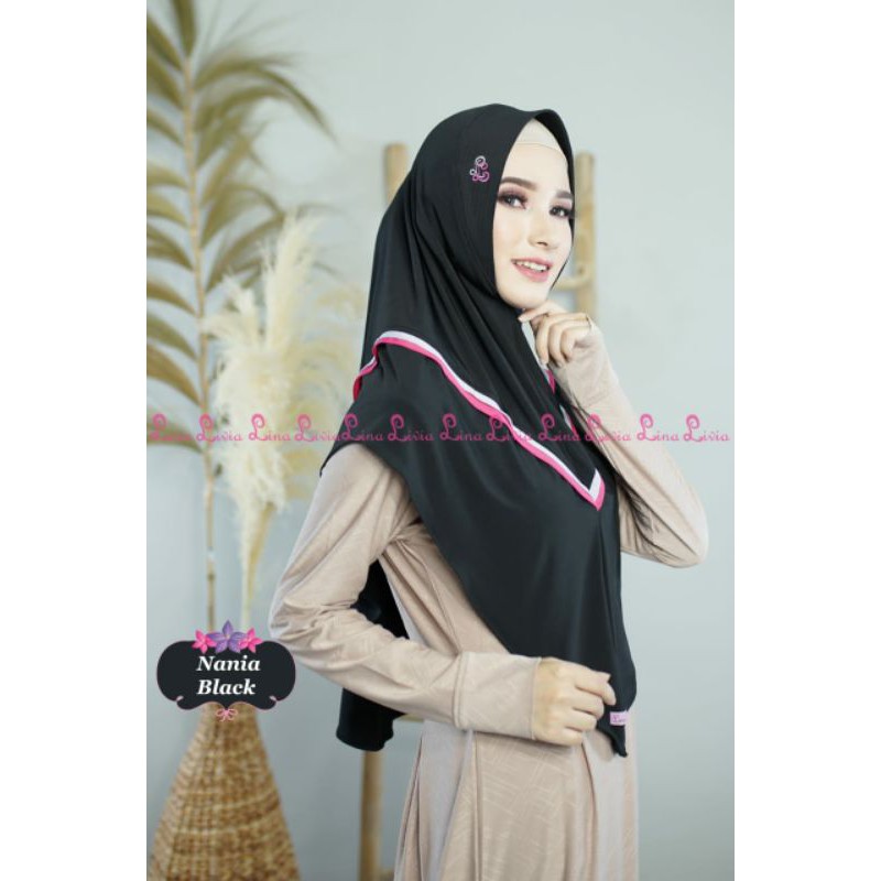 Nania by LinaLivia | Hijab Instan | Jilbab Instan | Jilbab Terlaris  |Jilbab Rebutan-Black