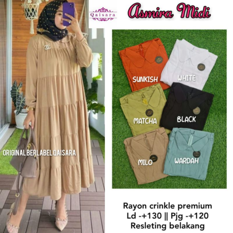 Dress Clemira Midi Bahan Rayon Crinkle