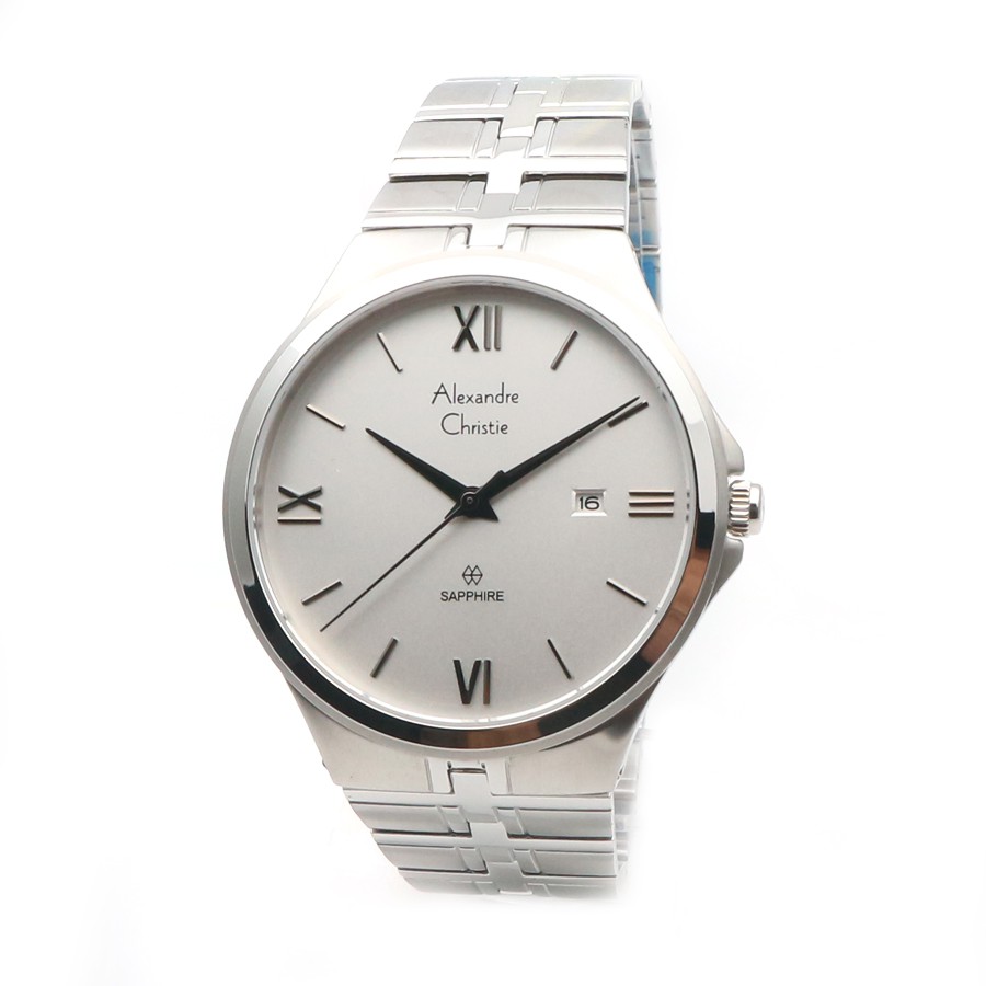 ALEXANDRE CHRISTIE WATCH AC 8541 PRIA KACA SAPPHIRE SILVER WHITE ORIGINAL