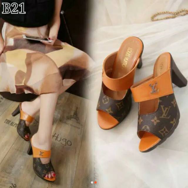 (COD) DIVISHOES HEEL KOTAK PD319 (REALPICT GESER) motif mono dan damier Hak Tahu