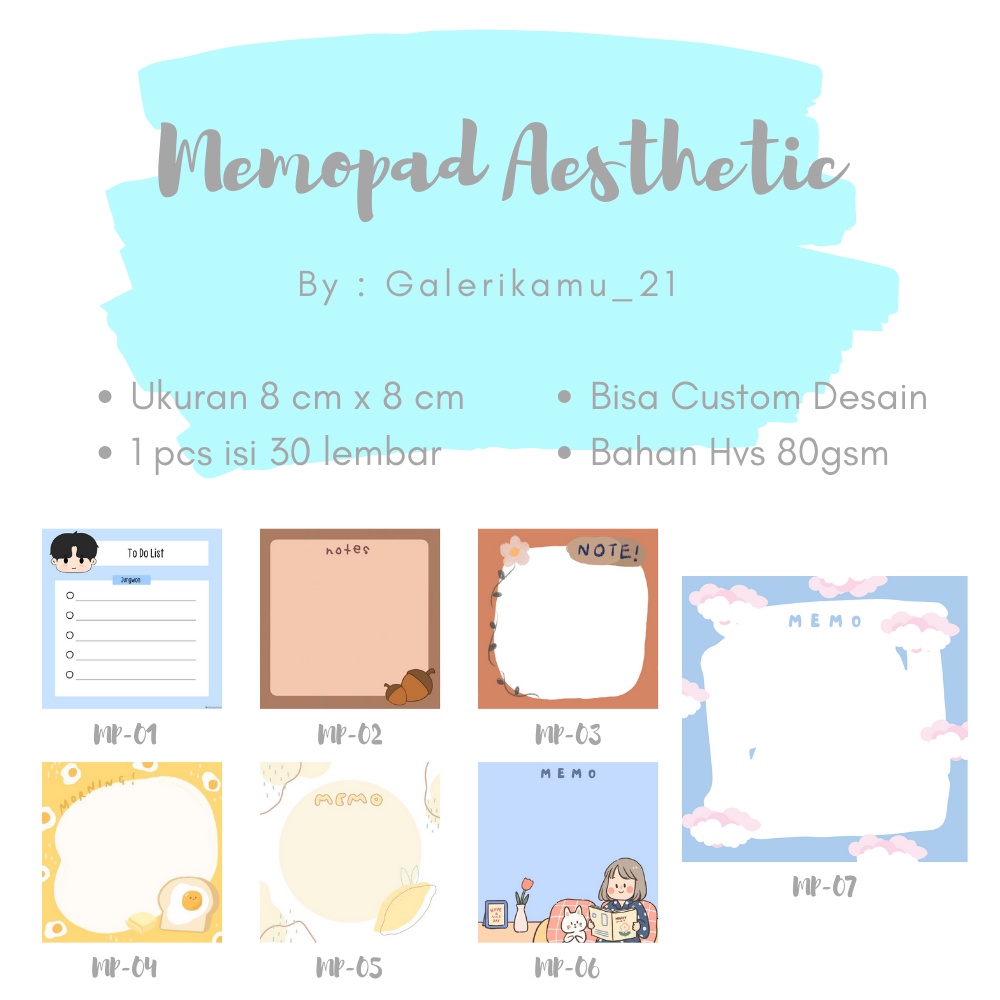 

MEMO PAD AESTHETIC MINI/ RUSTIC/ LUCU CUSTOM BISA PAKAI GAMBAR SENDIRI