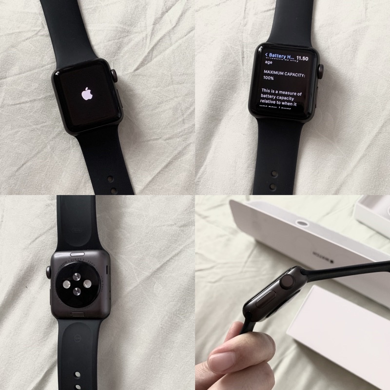 Preloved Apple Watch Series 3 38 mm Ibox hitam apple watch 3 iwatch 3 ex ibox
