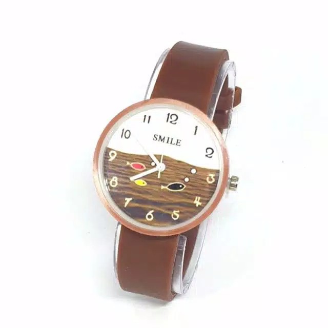 Jam Tangan Anak Cewe/Cowo Sekolahan Fashion Korea Smile Fish Rubber