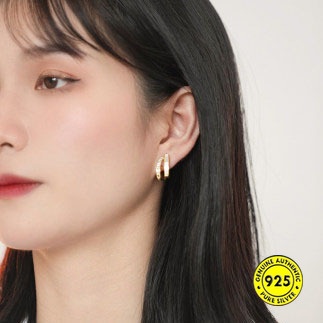 Anting Zircon Lapis Emas 18K Lapis Perak Murni Anti Alergi Tidak Pudar