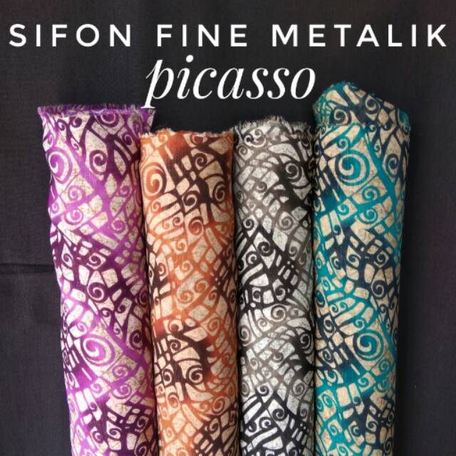 Kain sifon fine metalik picasso / sifon motif / kain meteran