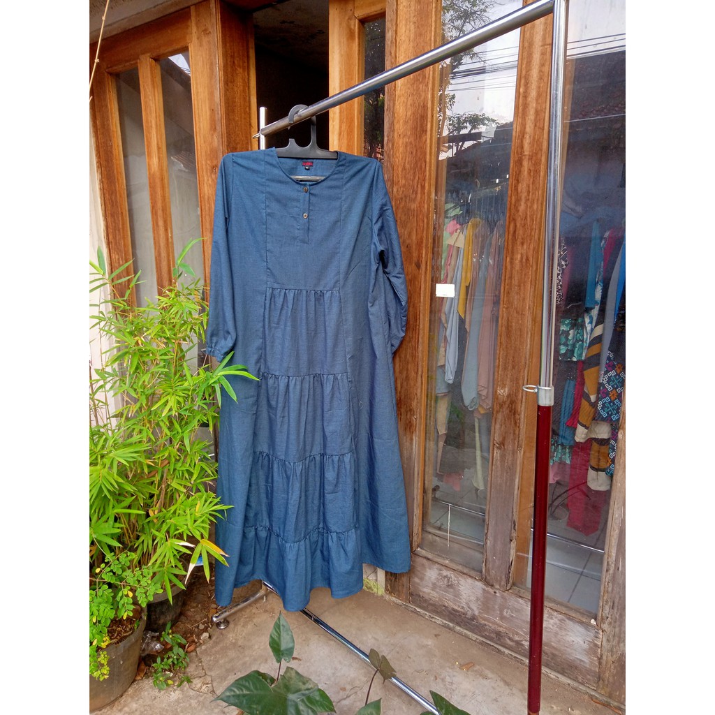 Gamis katun salur biru ( Hanifah 2002 biru) by cha lisca