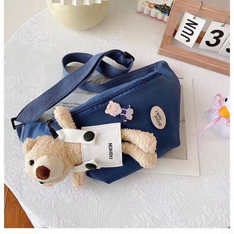 TAS PINGGANG WAIST BAG SELEMPANG KANVAS IMPOR BONEKA BEAR LUCU 6611