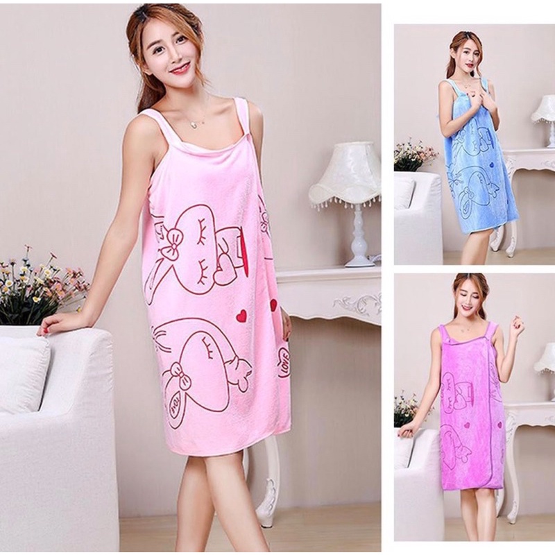 Baju Handuk Mandi Karakter Wearable Towel Kimono Renang Multifungsi / Bath Tower