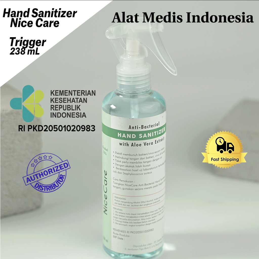HAND SANITIZER ALKOHOL 70%/ NICE CARE/ SPRAY 238mL/ ANTI-BACTERIAL