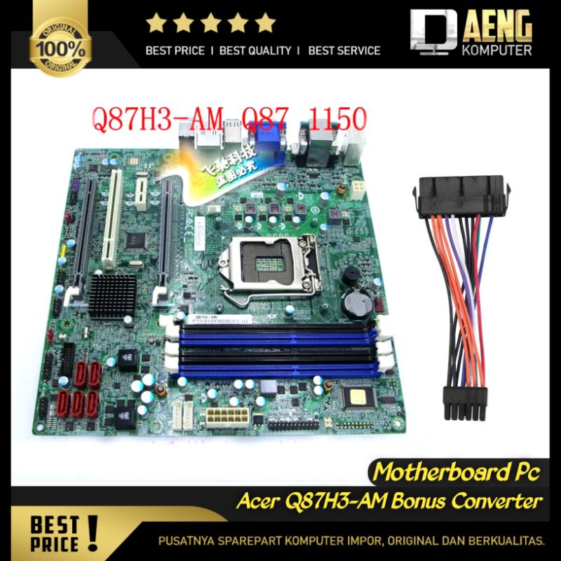 Motherboard Mainboard Mobo ddr3 Intel Pc Merk Acer Q87H3-AM Q87 Socket 1150 4 Slot Ram 2 Slot PCI e 