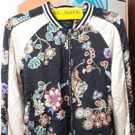 sukajan unisex pria wanita full print motif bunga harimau