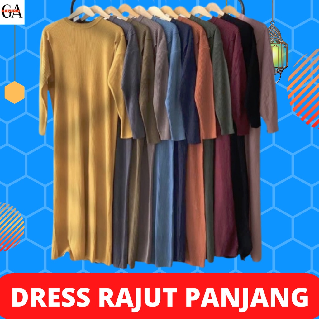 Baju Tunik Dress Outter Luaran Panjang Import Premium Hangat Wanita Muslim Muslimah Dewasa Rajut Kor