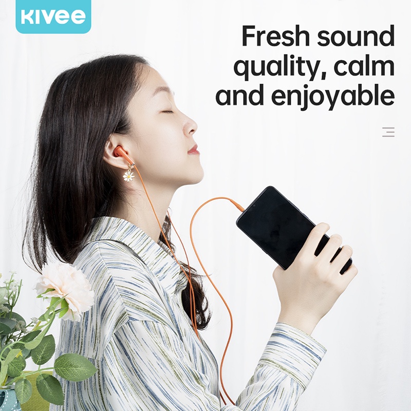 Kivee Headset earphone gaming macaron Original In ear universal Xiaomi oppo 3.5mm-2