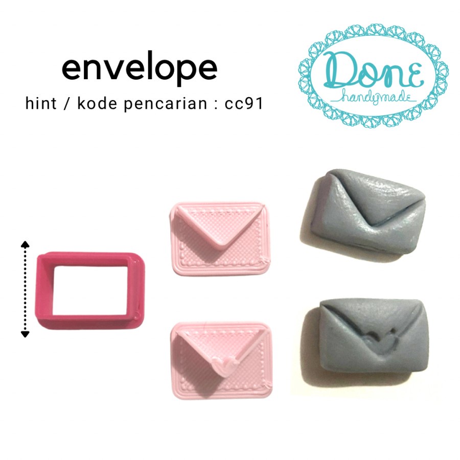 Cetakan amplop envelope embos valentine cutter clay love envelope cc91