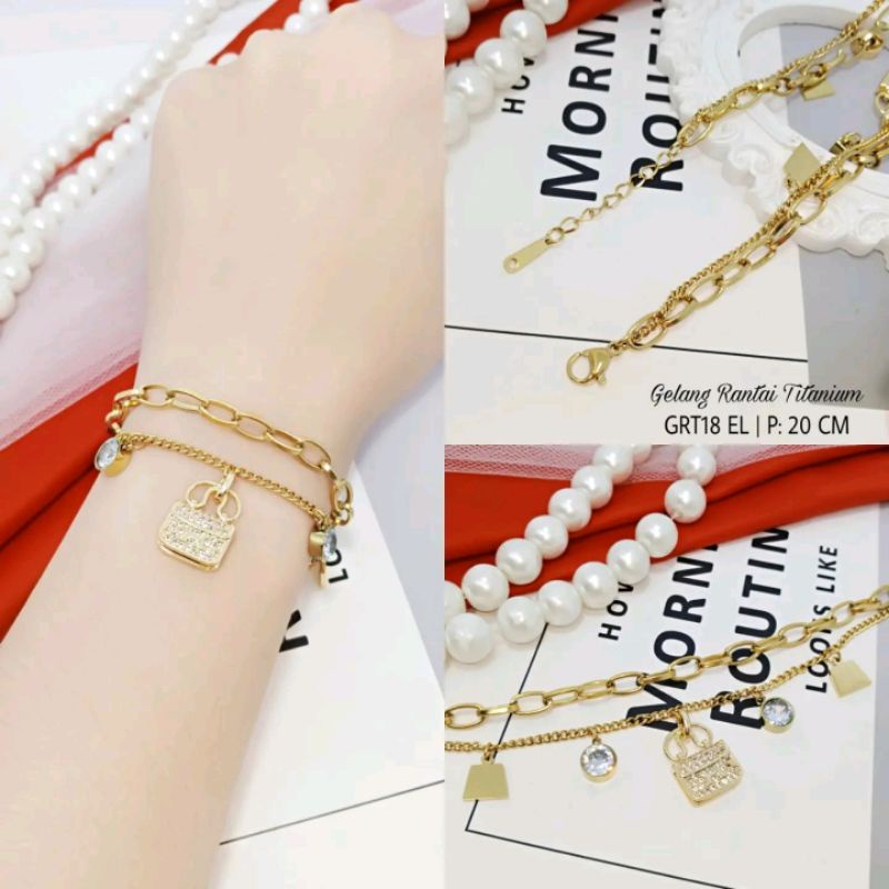 gelang titanium lapis emas 24k