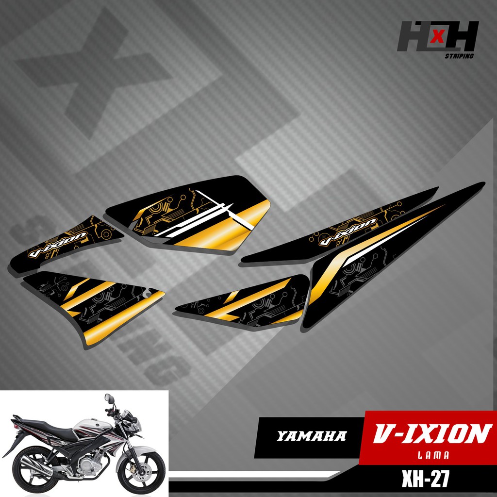 Striping Vixion Old - Stiker Variasi Lis Motor Motif Gold Emas XH-27