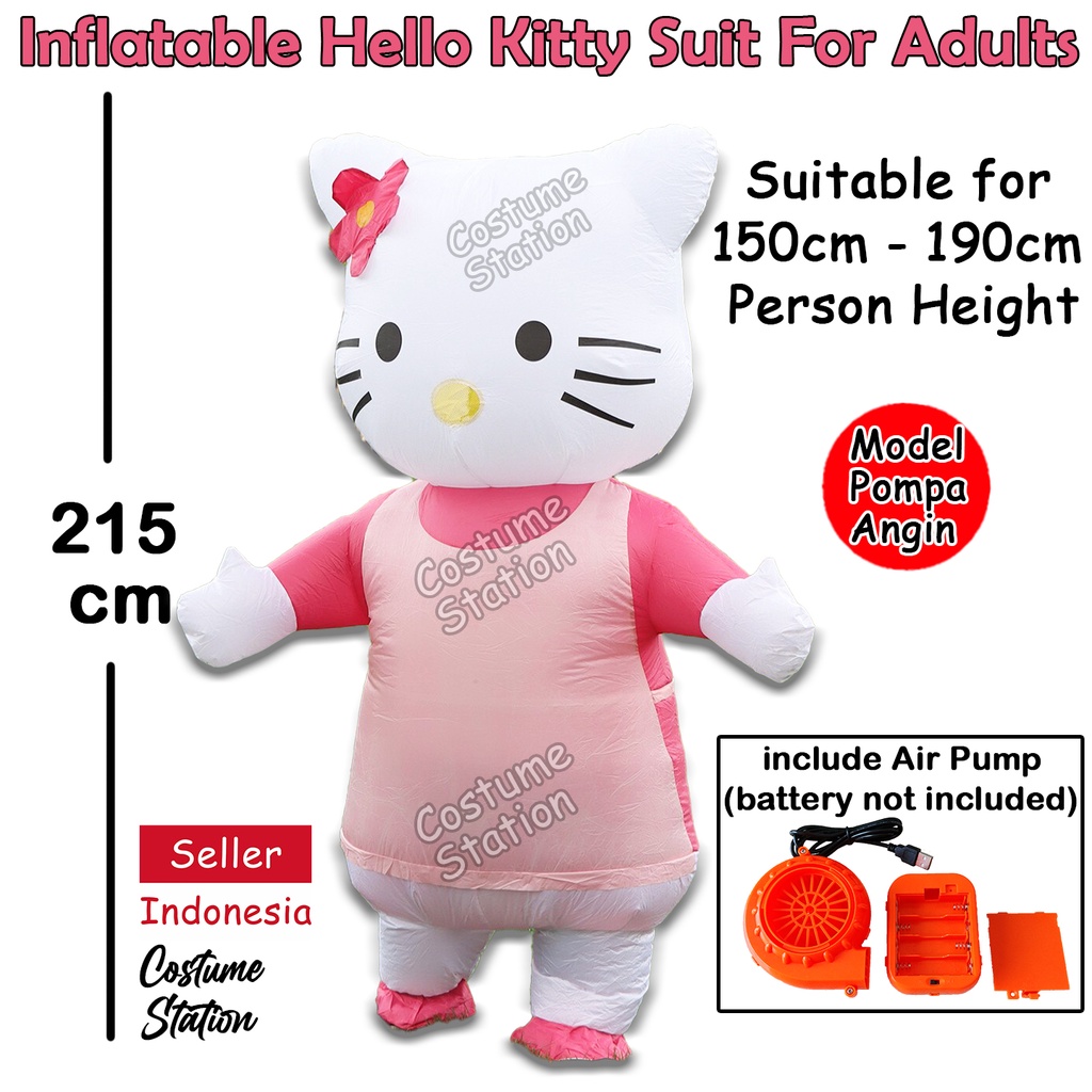 Kostum Hello Kitty Cat Kucing / Costume Animal Hewan Binatang Inflatable pompa angin dewasa