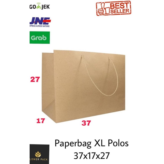 

(TERLARIS) Sale Paperbag Xl Polos 37X17X27 Jumbo Besar Tas Kertas Tas Belanja