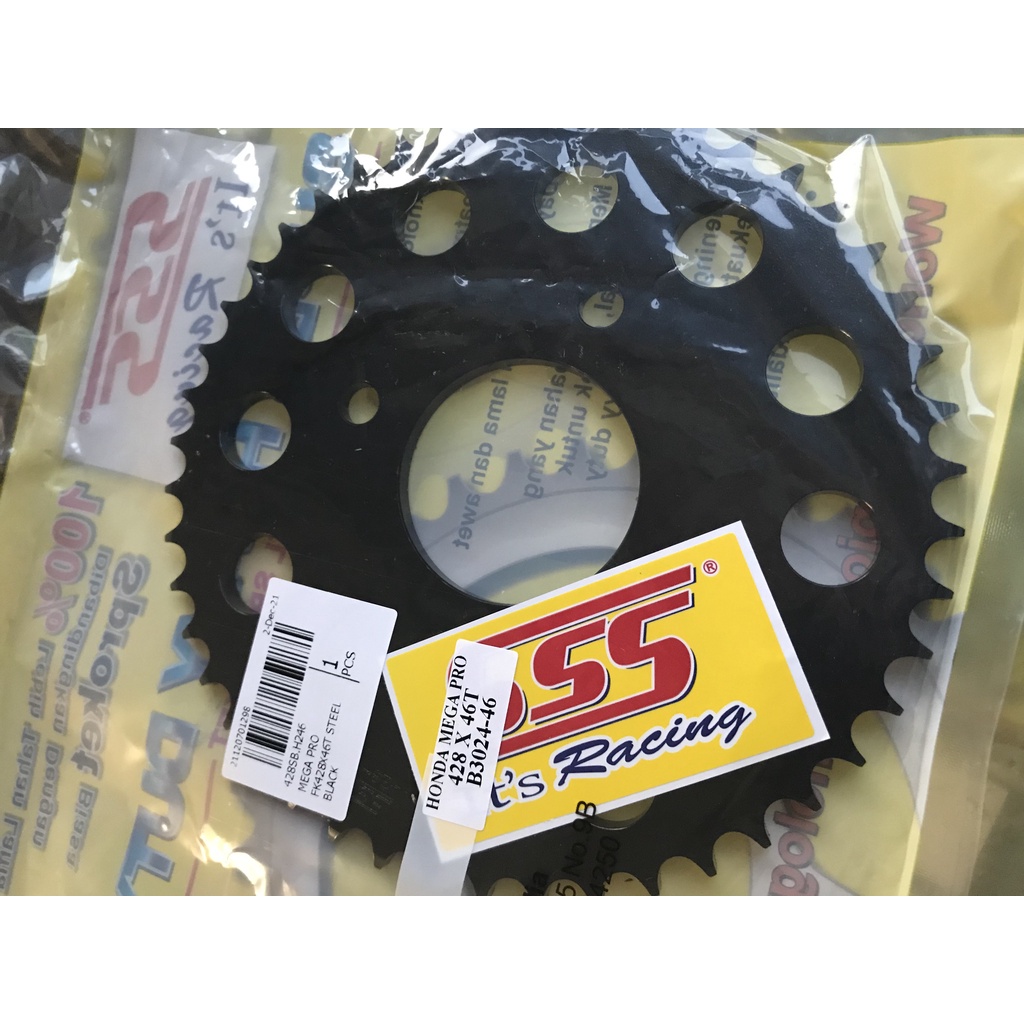 GEAR SSS BELAKANG BLACK HITAM TIPE 428 MEGAPRO, GL PRO, NMP, CB150R, CBR150, VERZA, TIGER, SONIC 33T