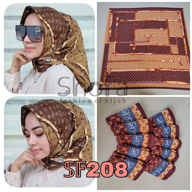 (lvs coklat Voal motip shofa) Hijab segiempat voal motip premium best quality